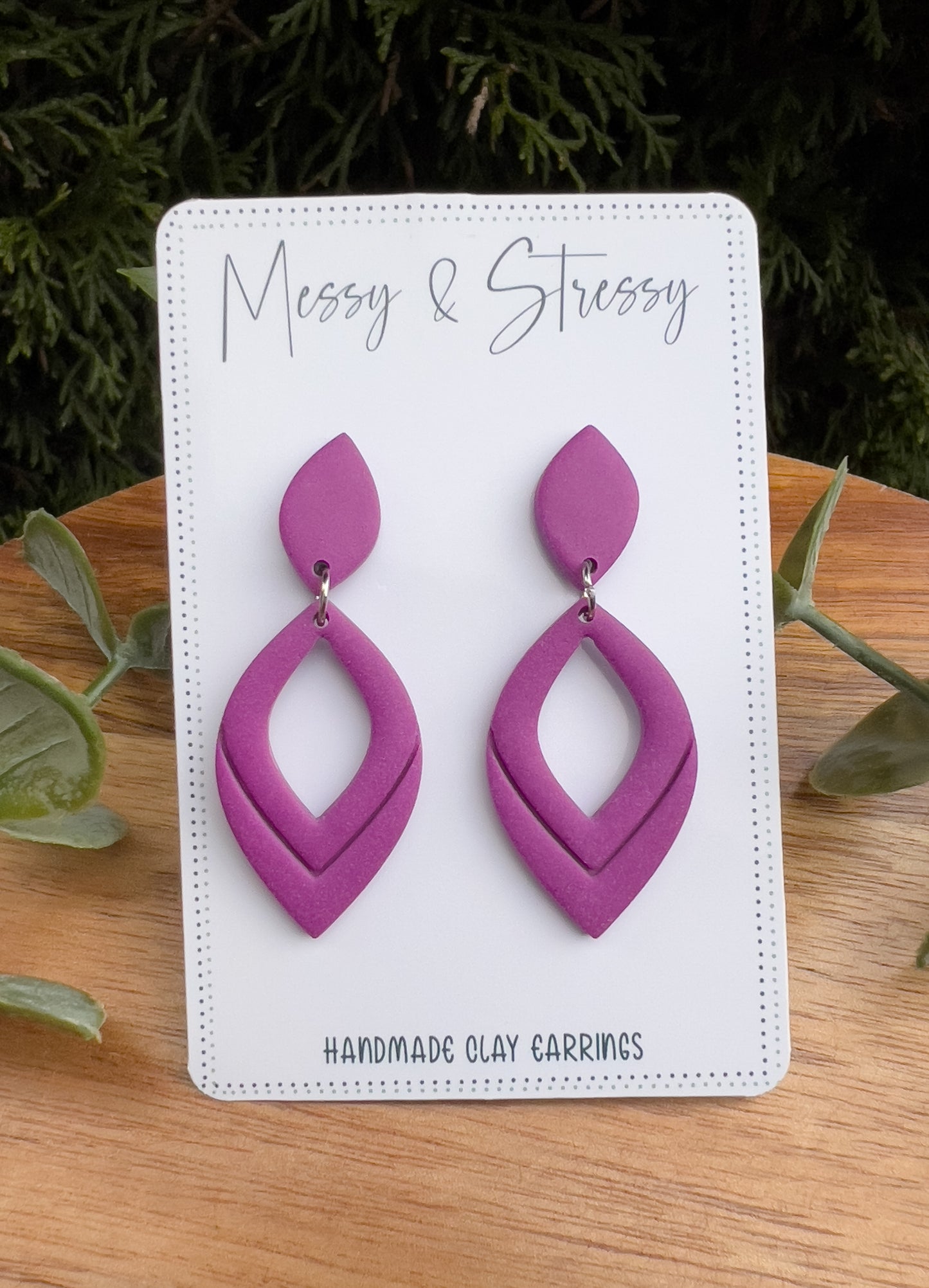 Embossed Teardrop Dangle Earrings
