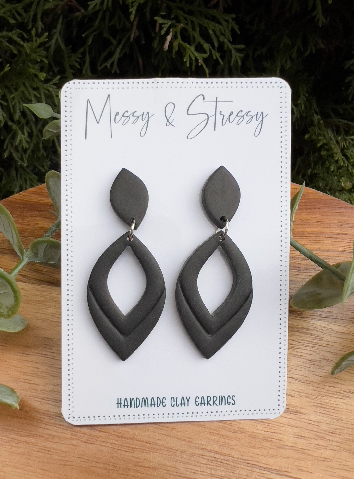 Embossed Teardrop Dangle Earrings