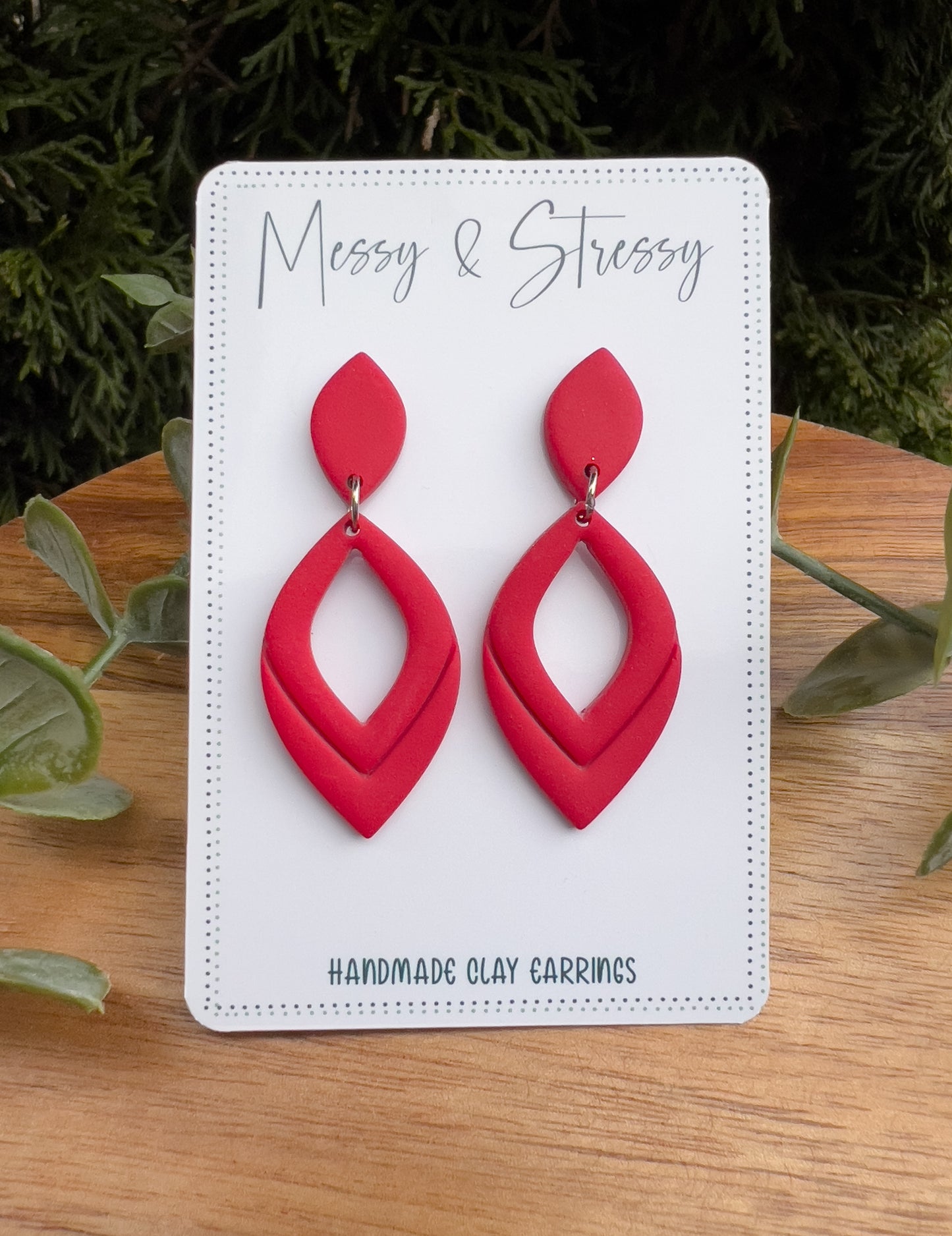 Embossed Teardrop Dangle Earrings