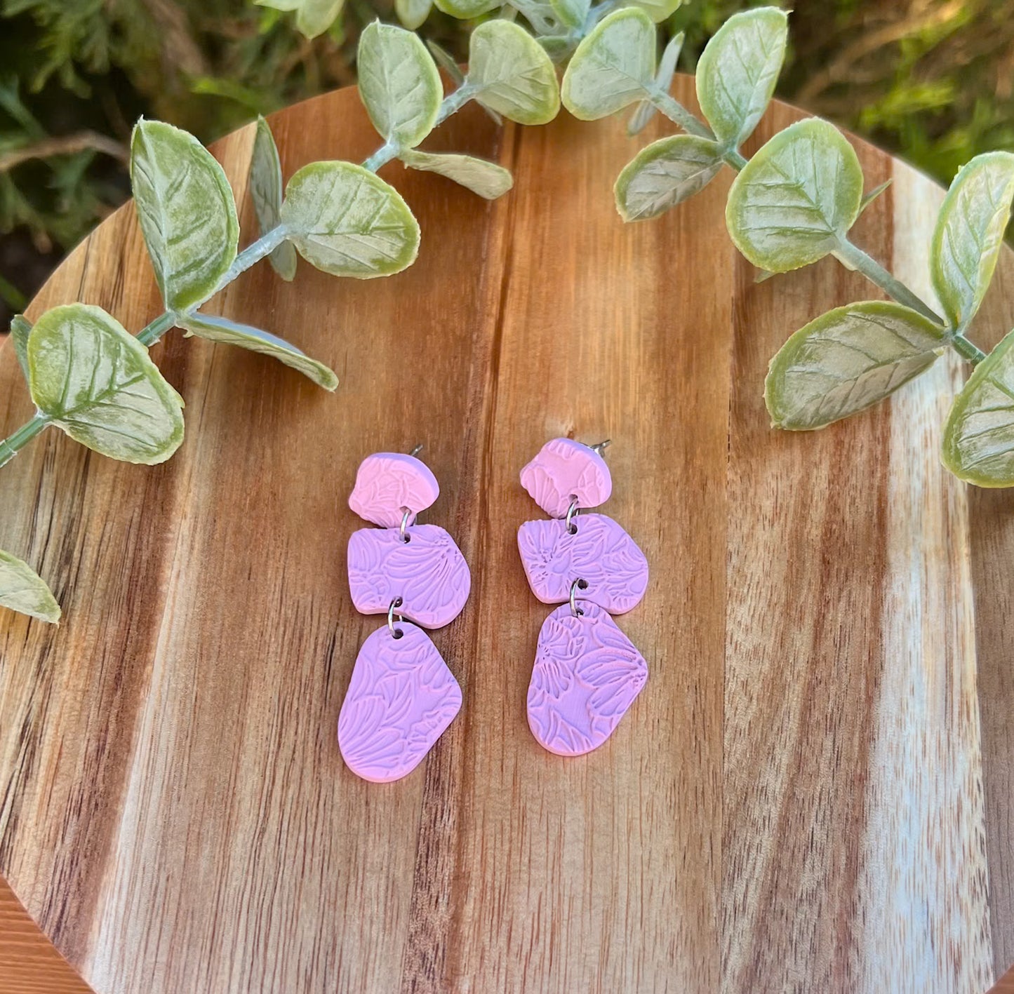 Floral Embossed Dangle Earrings