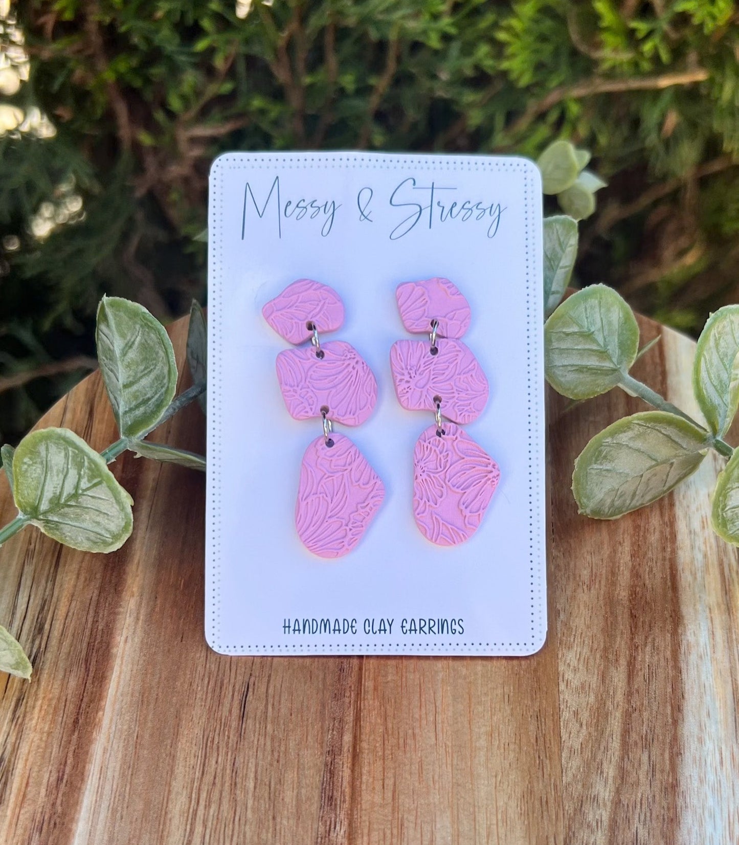 Floral Embossed Dangle Earrings