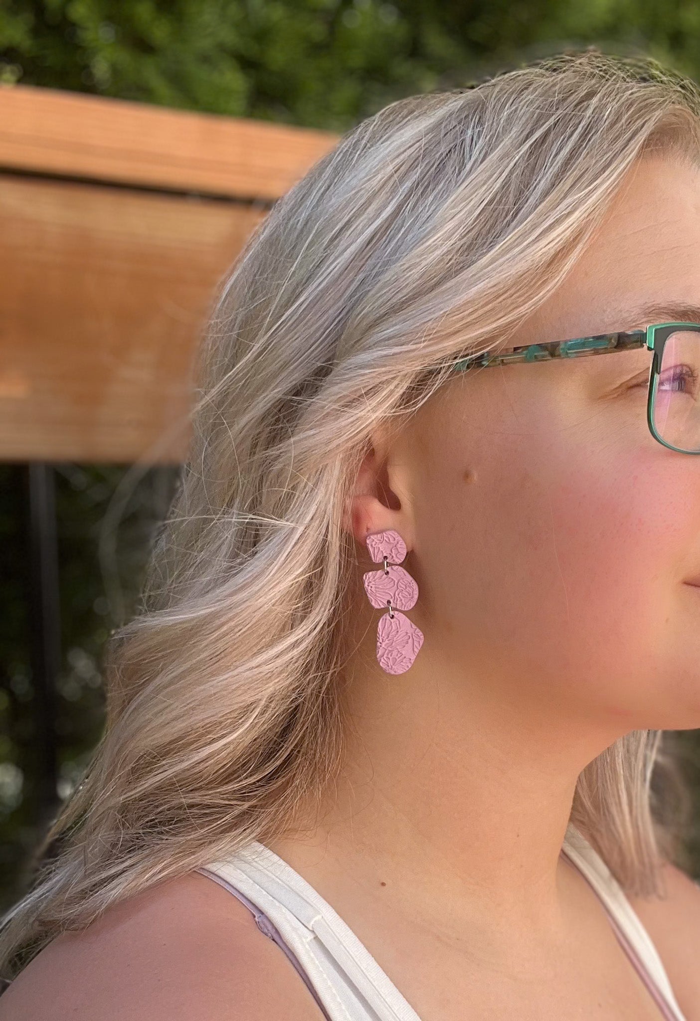 Floral Embossed Dangle Earrings