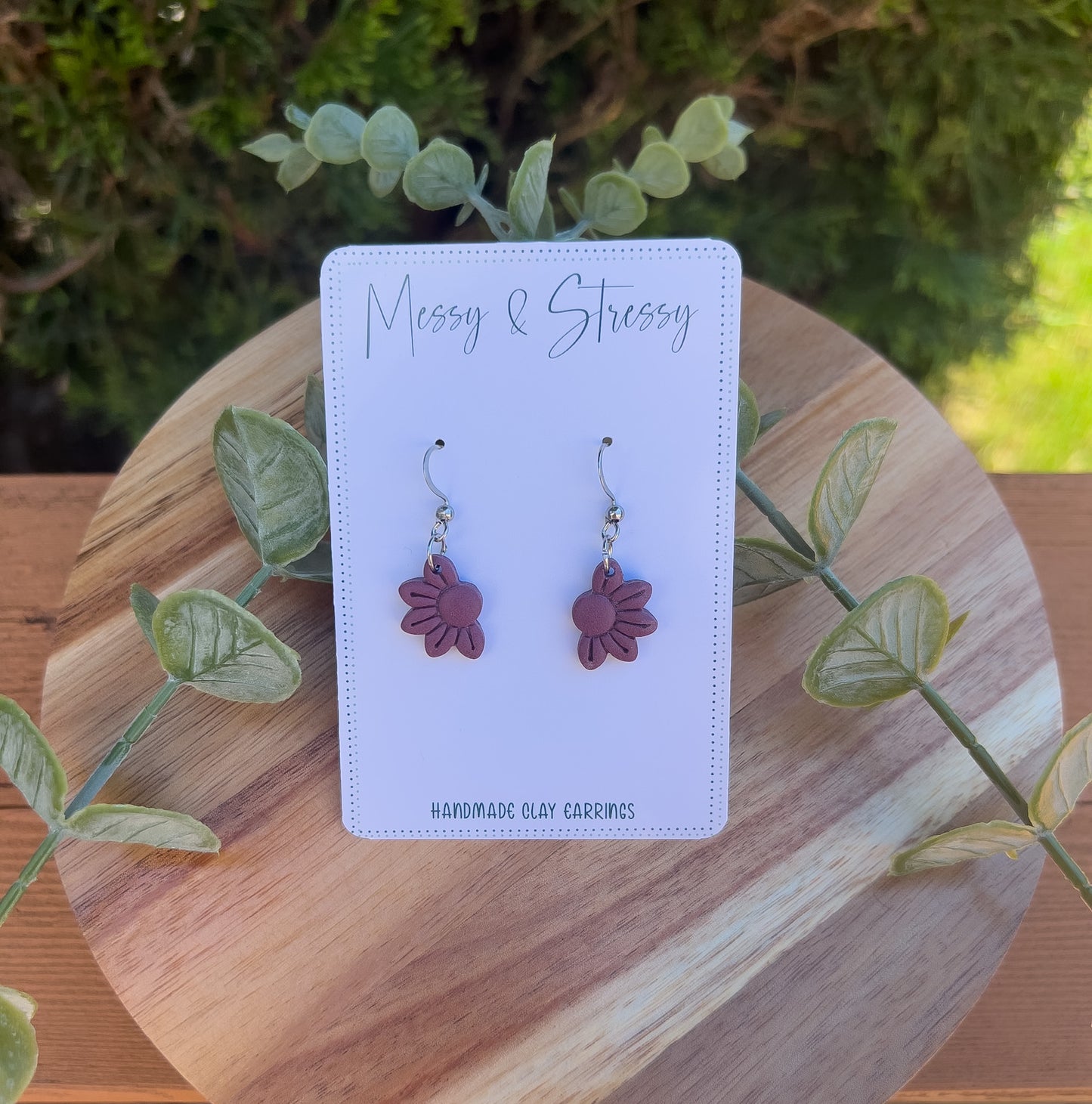 Half Sunflower Dangle Earrings